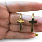 Waterproof Cross Hoop Earrings - 14K Gold or Polished PVD Plated Stainless Steel (Multiple Sizes)