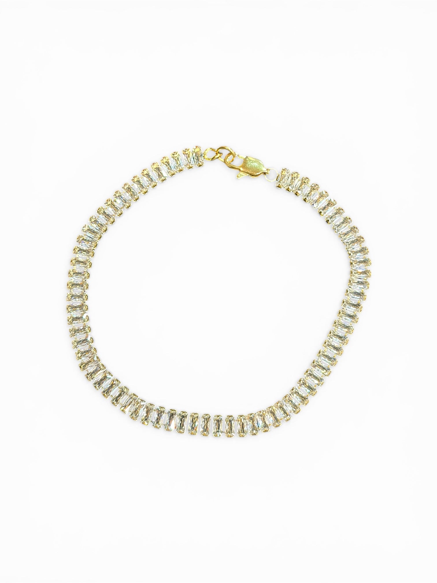 Waterproof Oblong Zircon Tennis Anklet or Bracelet Stainless Steel (Sold Separately)