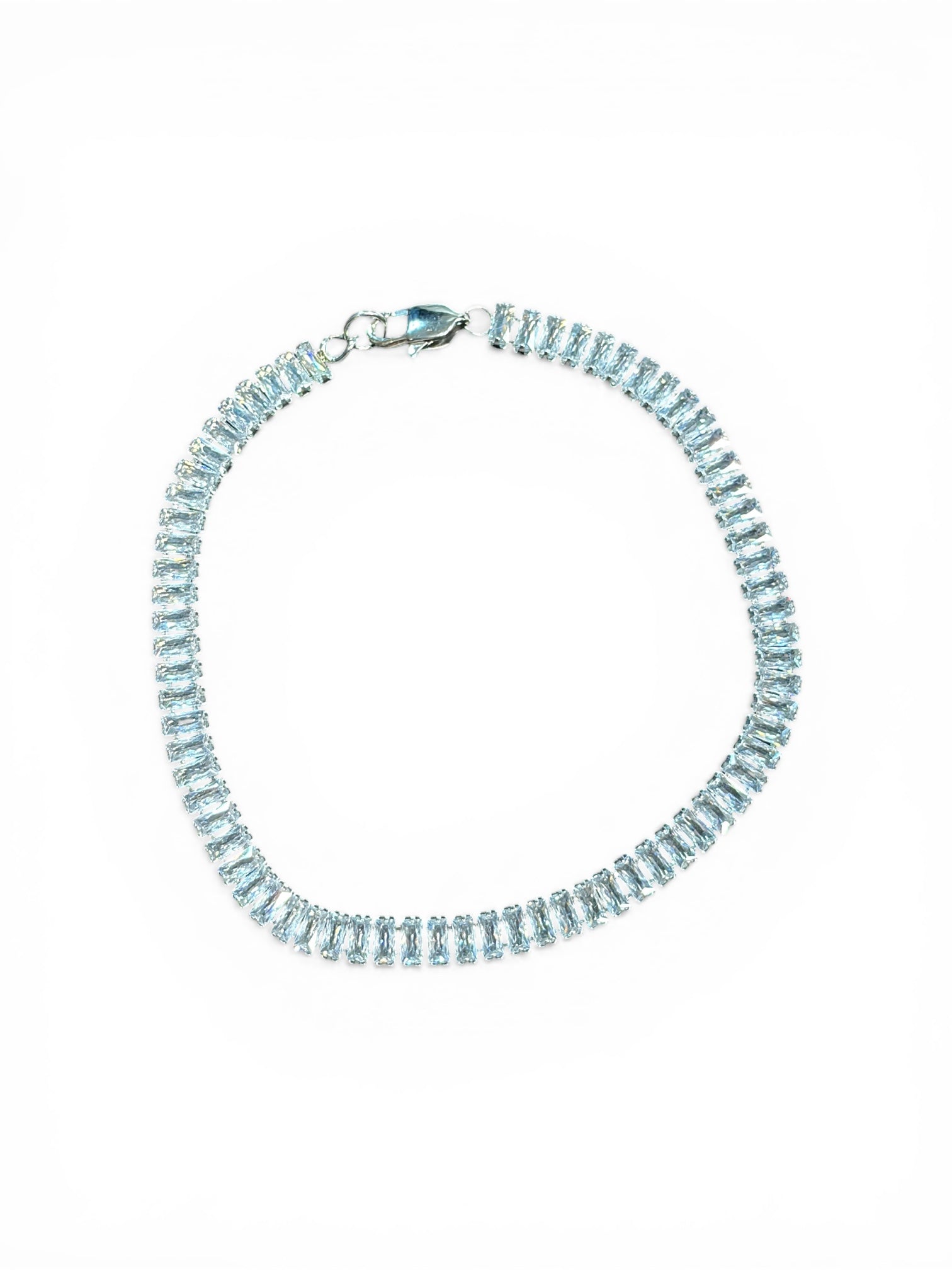 Waterproof Oblong Zircon Tennis Anklet or Bracelet Stainless Steel (Sold Separately)