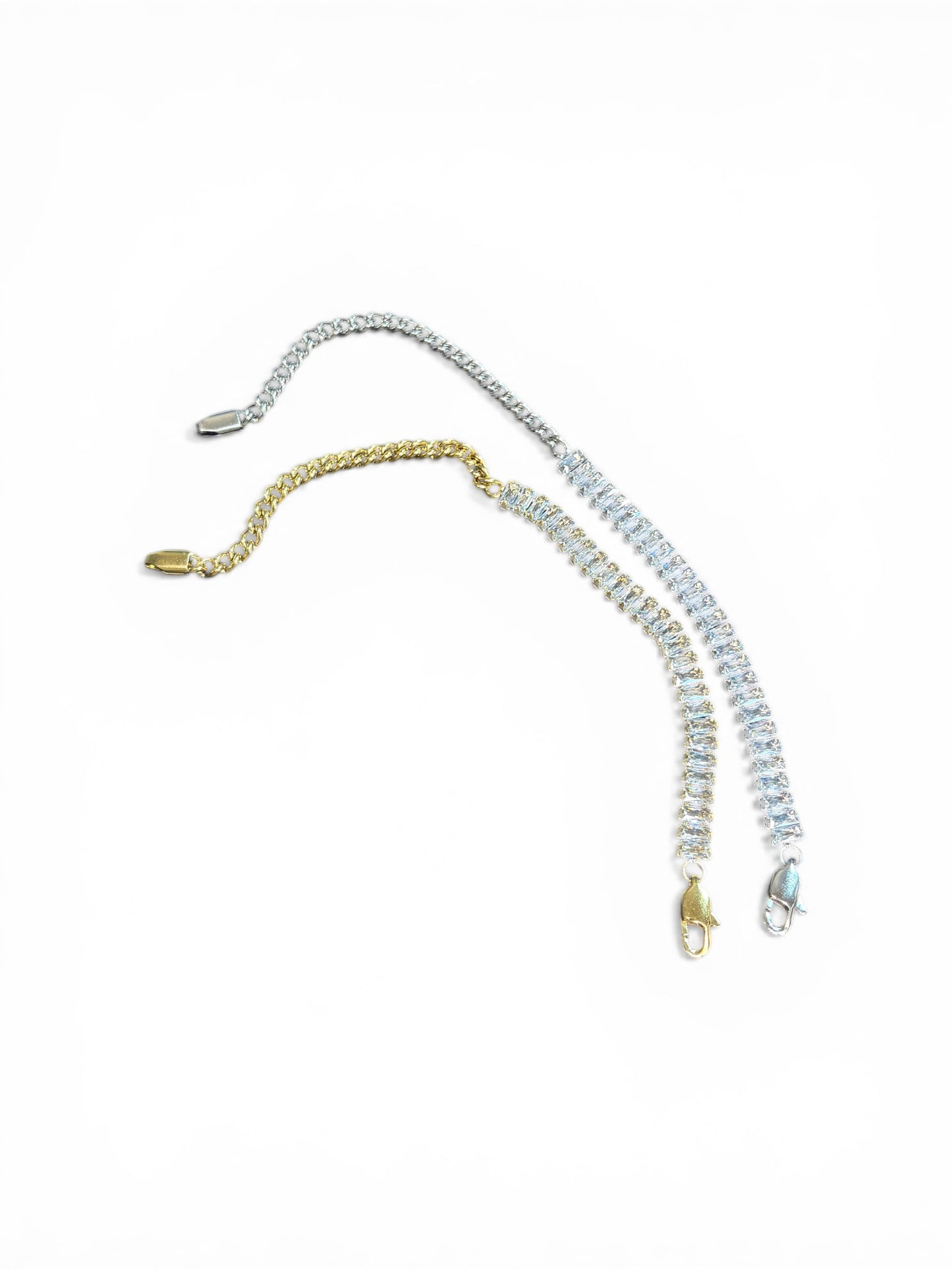Waterproof Oblong Zircon Tennis Anklet or Bracelet Stainless Steel (Sold Separately)