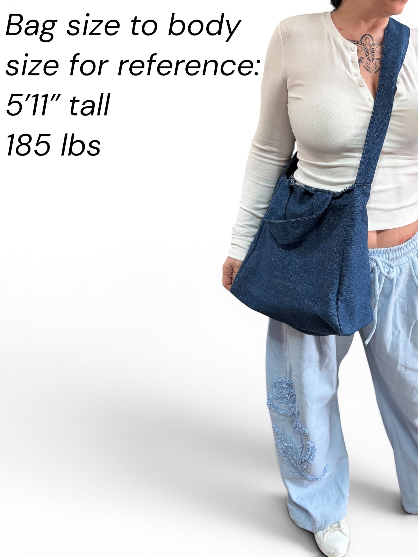 Providence Smiles & Flowers Denim & Leather Crossbody/Tote MADE TO ORDER