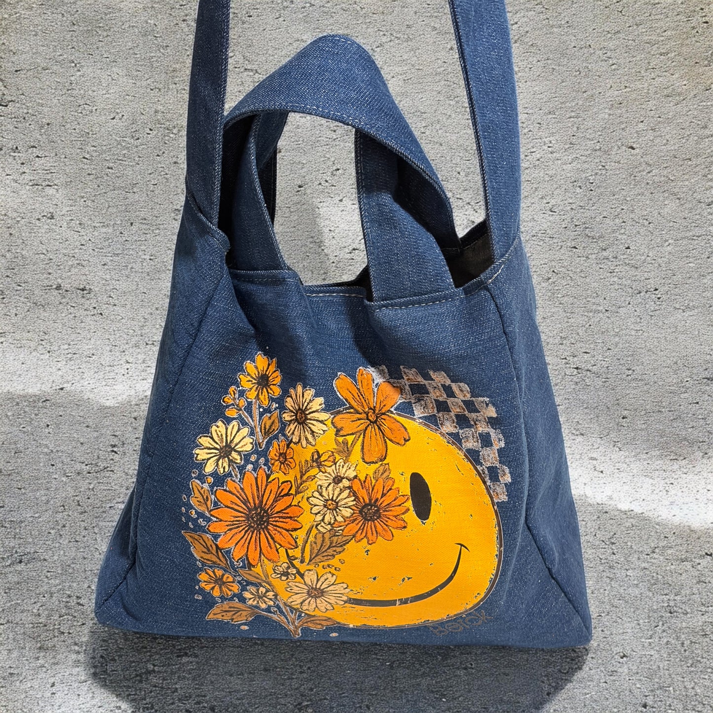 Providence Smiles & Flowers Denim & Leather Crossbody/Tote MADE TO ORDER