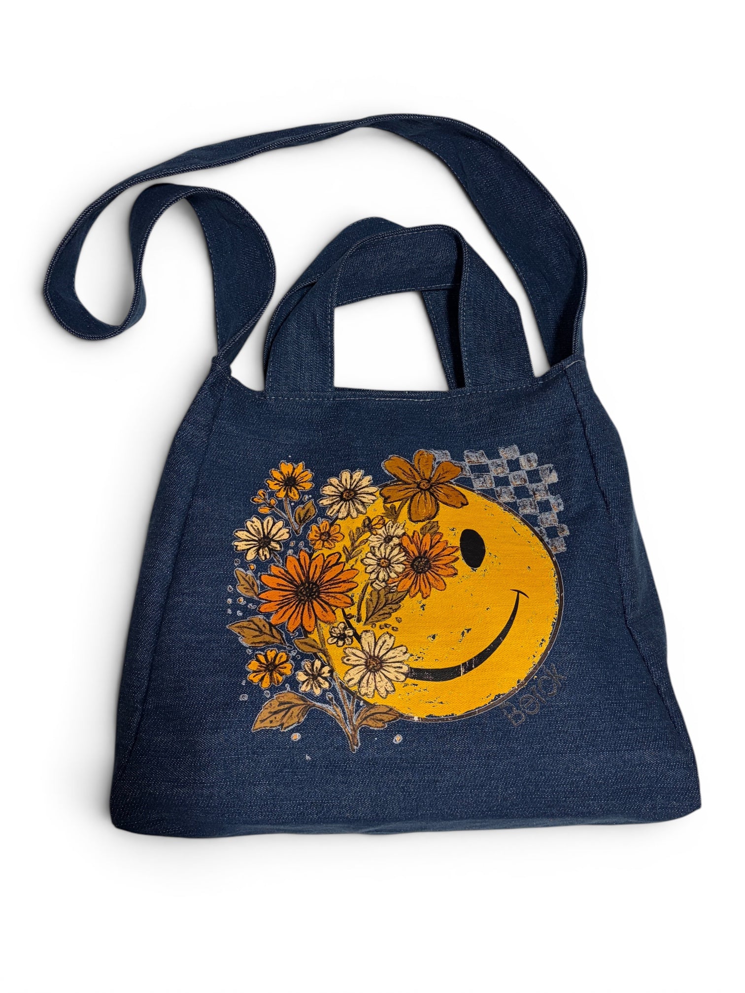 Providence Smiles & Flowers Denim & Leather Crossbody/Tote MADE TO ORDER