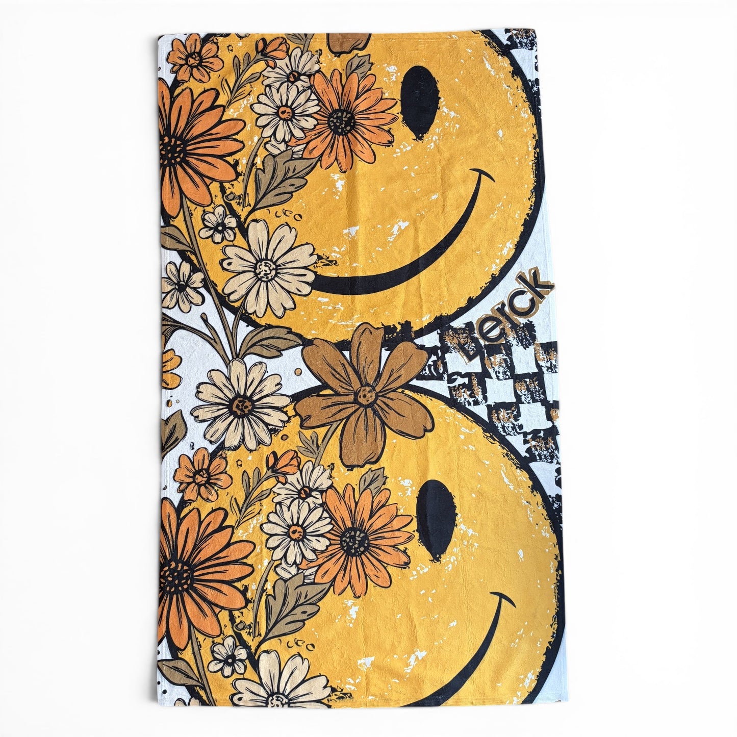 LIMITED EDITION SMILES & FLOWERS - Microfiber Velour Terry Beach Towel
