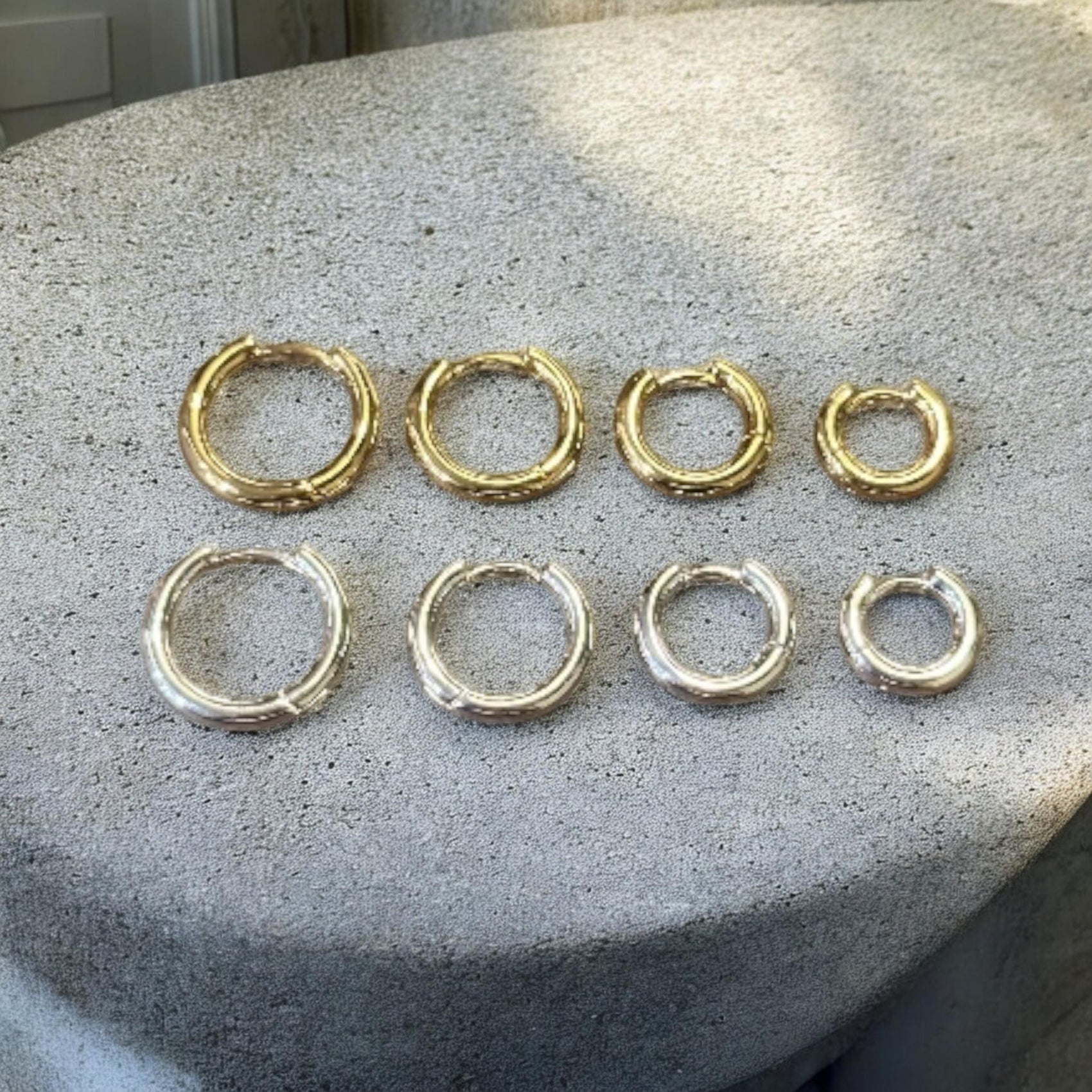 Huggie Chubby Hoop Earrings 18k Gold or 925 Sterling Silver Plated Brass