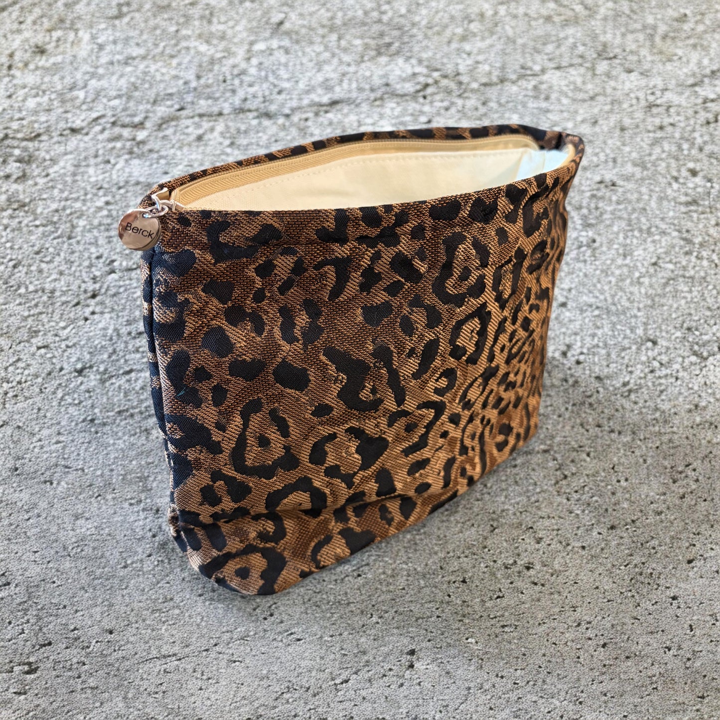 Berck Black & Brown Cheetah Large Canvas Cosmetic Pouch Limited Edition