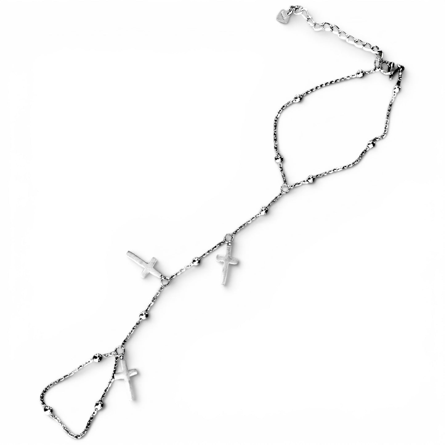 Waterproof Dainty Ball Cable Three Cross Hand Chain