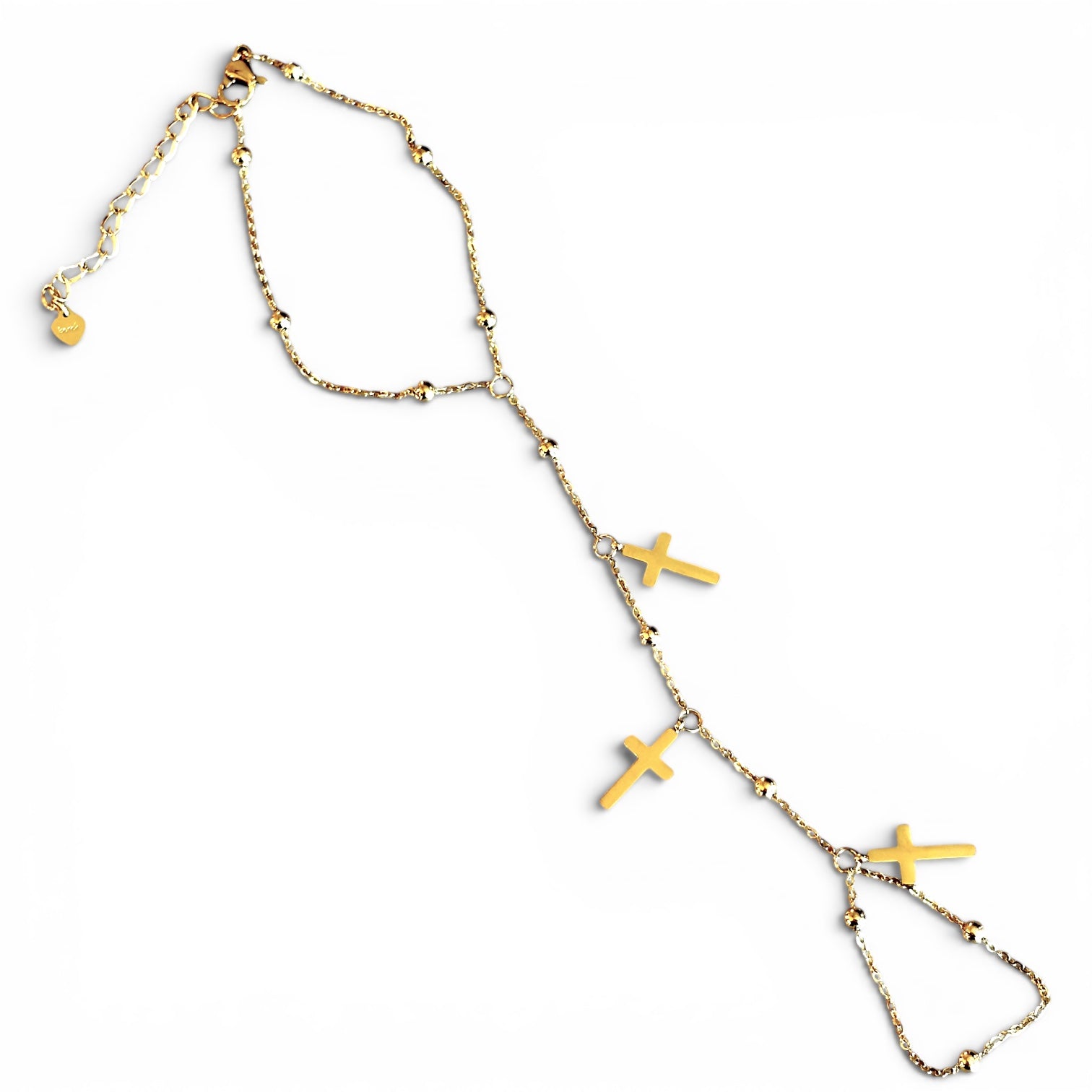 Waterproof Dainty Ball Cable Three Cross Hand Chain