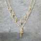 Waterproof Dainty Ball Cable Two Piece Multi Cross Pendant Necklace 16/18"