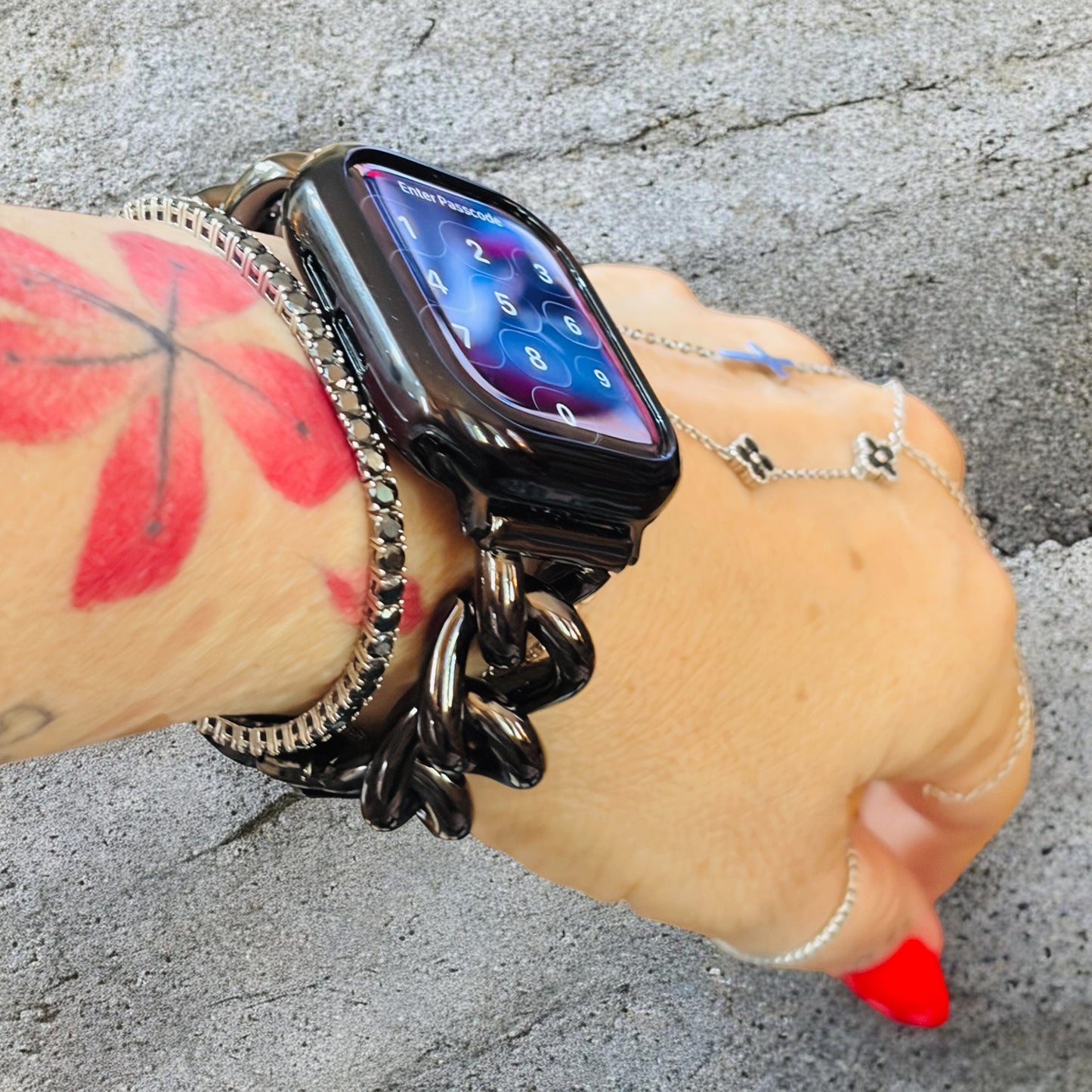 Berck Waterproof Chunky Bubble Chain Link Watch Band (Apple Watch Not Included)