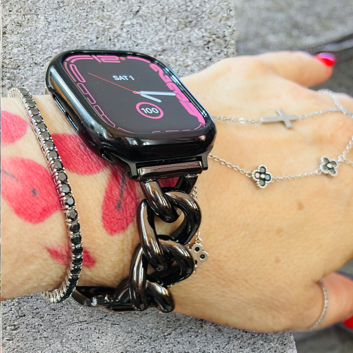 Berck Waterproof Chunky Bubble Chain Link Watch Band (Apple Watch Not Included)