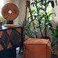 Berck Aniine Leather Pouf 18"