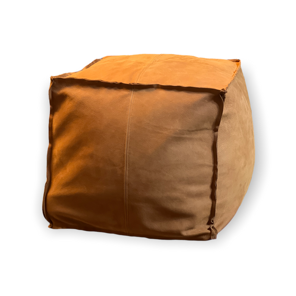 Berck Aniine Leather Pouf 18"