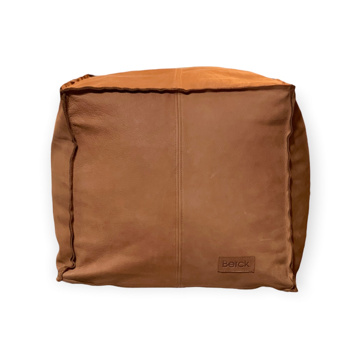 Berck Aniine Leather Pouf 18"