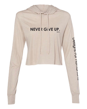 Women’s Never Give Graphic Crop Flowy Tee Hoodie