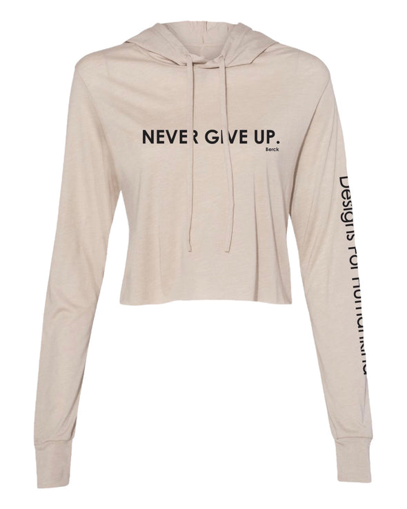 Women’s Never Give Graphic Crop Flowy Tee Hoodie